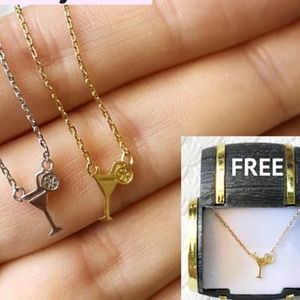 Tiny gold necklace martini necklace gold cute